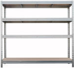 AR Shelving BULLRACK RIVET nagy teherbírású polc, farostlemez polclapokkal, 200x200x60cm, 4 polclap, terhelhetőség 600kg/polclap, horganyzott