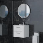 MIRANO fiókos fürdőszobabútor mosdókagylóval - 50 cm (magasfényű fehér)