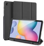 Dux Ducis DOMO tok álló, bőr hatású (aktív FLIP, oldalra nyíló, TRIFOLD S Pencil tartó, textil minta) FEKETE [Samsung Galaxy Tab S6 Lite 10.4 LTE (SM-P619) 2022] (5996457958375)