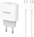 Dudao A14EU Hálózati Töltő 20W PD - USB-C + C-C Kábel - Fehér (A14EUC)