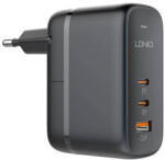 LDNIO GaN Fast Wall Charger 65W - захранване за ел. мрежа с USB-A и 2xUSB-C изходи с технология за бързо зареждане и USB-C към USB-C кабел (черен)
