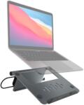 Adam Elements Casa USB-C 5-in-1 Laptop Stand Hub - сгъваема алуминиева поставка с вграден USB-C хъб за MacBook и лаптопи с USB-C порт (тъмносив)