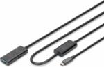 ASSMANN DA-73111 USB-C apa - USB-A anya 3.2 Aktív hosszabbító kábel 10m - Fekete (DA-73111)