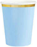 PartyPal Papírpohár 2, 2 dl 6db Világoskék, Arany széllel (LUFI132470)