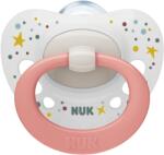 Nuk Силиконова залъгалка NUK - Signature, 0-6 месеца, Бяла с розова дръжка + кутийка за съхранение и стерилизация (10730618-Бяла с розова дръжка)
