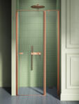 NEW TRENDY New Soleo Copper Brushed zuhanyajtók 100 cm dönthető réz csiszolt/átlátszó üveg D-0522A-WK