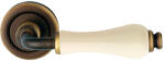 Linea Cali Dalia matt bronz körrozettás kilincsgarnitúra elefántcsontszín porcelánnal 600 RB 103 PA (LC-K243-MB)