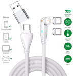 4smarts GravityCord USB-C-USB-A 540 fokos mágneses adatkábel, 100W, 1, 8m, fehér (4S541236)