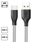 Cellect Szövet borítású USB / USB-C töltő- és adatkábel, 1m, szürke (MDCU-TEXT-TYPEC-GY)