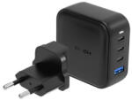 Energea Travelite GAN100 1xUSB-A/ 3xUSB-C utazó gyorstöltő adapter, (PD-PPS-QC 3.0) 100W, fekete (US/EU) (CHR-TL-GAN100EU)