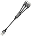 4smarts 3in1 ForkCord töltő- és adatkábel microUSB / Type-C / Lightning, 20cm, fekete (4S468745)