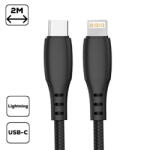 Cellect Töltő- és adatkábel USB-C / Lightning 3A, 2m, fekete (MDCU-TYPEC-LIGHTN2BK)