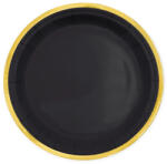 PartyPal Papírtányér 18cm 6db Fekete, Arany széllel (LUFI689810)