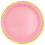 PartyPal Papírtányér 18cm 6db, Rózsaszín, Arany széllel (LUFI998713)