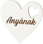  6db. "Anyának" feliratos fa szívecske 5cm - Fehér (MT9-155)