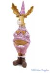 Tóth-Dekor Kötött lila ruhás szarvas figura, 10, 5 cm