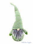 Tóth-Dekor Karácsonyi csíkos sapkás textil manó, zöld