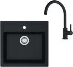 Franke - Set bucătărie T122, chiuvetă tectonit SID 610 și baterie FC 6018.901, negru/negru mat 143.0687. 310 (143.0687.310)
