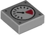 LEGO® 3070bpb180c86 - LEGO világos szürke csempe 1 x 1 méretű, fehér és piros műszerrel (3070bpb180c86)