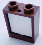 LEGO® 60592c04c88 - LEGO vörösesbarna ablakkeret 1 x 2 x 2 méretű, fehér üveggel (60592c04c88)