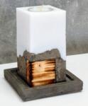 České svíčky Betonka Medium gyertya fa, beton és viasz kombinációjával 6 x 6 x 12 cm - alátéttel