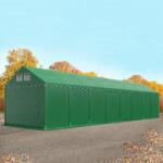 TOOLPORT Ipari sátor, 4x24m, PVC ponyva, sötét zöld, padlókerettel, statikai megerősítéssel (föld alap) Raktár sátor - (517634)