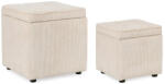 Bizzotto Set 2 tabureti textil alb Dylan 35x35x35 cm; 45x45x45 cm (0740994)