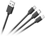 Cabletech USB 3in1 microUSB kábel, C típusú USB, Lightning