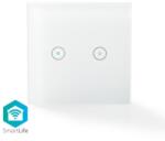 Nedis WIFIWS20WT - SmartLife fali kapcsoló | Wi-Fi | Dual | Falra szerelhető | 86 mm | 86 mm | 1000 W | Android & iOS | Fehér színű (WIFIWS20WT)