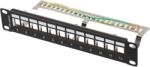 Lanberg Üres patch panel 12 port 1U 10" FTP, árnyékolt, tehermentesítővel, fekete V2 PPKS-9212-B (PPKS-9212-B)