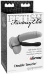 Pipedream Fetish Double Trouble - here- és péniszgyűrű dildóval (fekete) - vagyaim