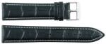 EmBexy Classic 1306 - bőr óraszíj, 20 mm, fekete, fehér varrás, krokodilmintás