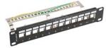 Lanberg Üres patch panel 12 port 1U 10" FTP, árnyékolt, tehermentesítővel, fekete V2 (PPKS-9212-B) (PPKS-9212-B)