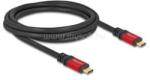 Delock USB 5 Gbps kábel USB Type-C apa - apa PD 3.0 100 W E-Marker 2 m piros fém (DL80091) (DL80091)