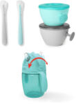 SKIPHOP SKIP HOP 5 darabos étkezési készlet pohárral Easy-Feed Mealtime Set Teal/Grey 6hó+