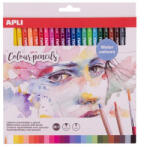 APLI Akvarell színes ceruza készlet, háromszögletű, ecsettel, APLI, 24 különböző szín (LCA18913) (LCA18913)