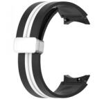 MYBANDZ Csíkos szilikon óraszíj Galaxy Watch 4-5-6 20mm fekete-fehér (41675)