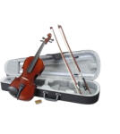  Két íj és egy klasszikus 4/4-es fahegedű készlet, tokkal együtt