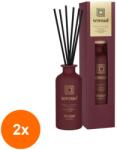 BISPOL Set 2 x Odorizant Difuzor din Sticla Mata Bispol Sensual, Betisoare Negre, Rosu, 80 ml (GIL-2xLCA-VD-003-390)