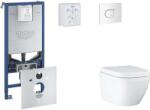 GROHE Rapid SLX - Készlet fali beépítéshez, WC, SoftClose ülőkével és Arena Cosmopolitan gombbal, Triple Vortex, alpesi fehér SANI11BB3108 (SANI11BB3108)