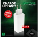 PATONA Premium GaN PD100W Adapter fehér, 2xUSB-C, 1xUSB-A, PD3.0, QC3.0 (PT-2647)