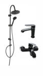 FERRO+EVER Pachet sistem de dus cada si baterie lavoar FERRO RONDO+EVER BLACK NP21BL+ER-A201N+ER-A204N
