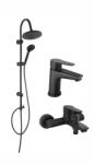 FERRO Pachet sistem de dus cada si baterie lavoar FERRO RONDO+RITTO BLACK NP21BL+BTR1BL+BTR2BL