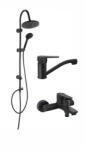 FERRO Pachet sistem de dus cada si baterie lavoar FERRO RONDO+RITTO BLACK1 NP21BL+BTR1BL+BTR2ABL