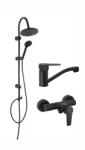 FERRO Pachet sistem de dus+baterie lavoar FERRO RONDO+RITTO BLACK NP21BL+BTR7BL+BTR2ABL