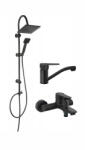 FERRO Pachet sistem de dus cada si baterie lavoar FERRO SQUERTO+RITTO BLACK1 NP22BL+BTR1BL+BTR2ABL