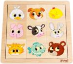 Pino Дървен пъзел Pino, 9 картинки от 2 части - Животни и емоции (4490-3) - bright-toys