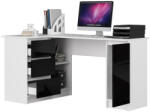 AKORD B20 Sarok Számítógépasztal Fehér Matt Fekete Magasfényű 155 cm Balos (IP0PBIUPOLCZA003)
