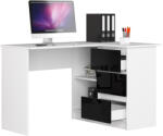 AKORD B16 Sarok Íróasztal 124 cm Jobbos 3 Fiókos Fehér/Fekete Magasfényű (IP0P3SPOLCZA001)