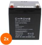 Chrome Battery Set 2 x Acumulator Plumb Acid 12V / 5Ah, Terminal F1, Chrome (TIV-2xBAT-LEAD-12V5AH-CHR)